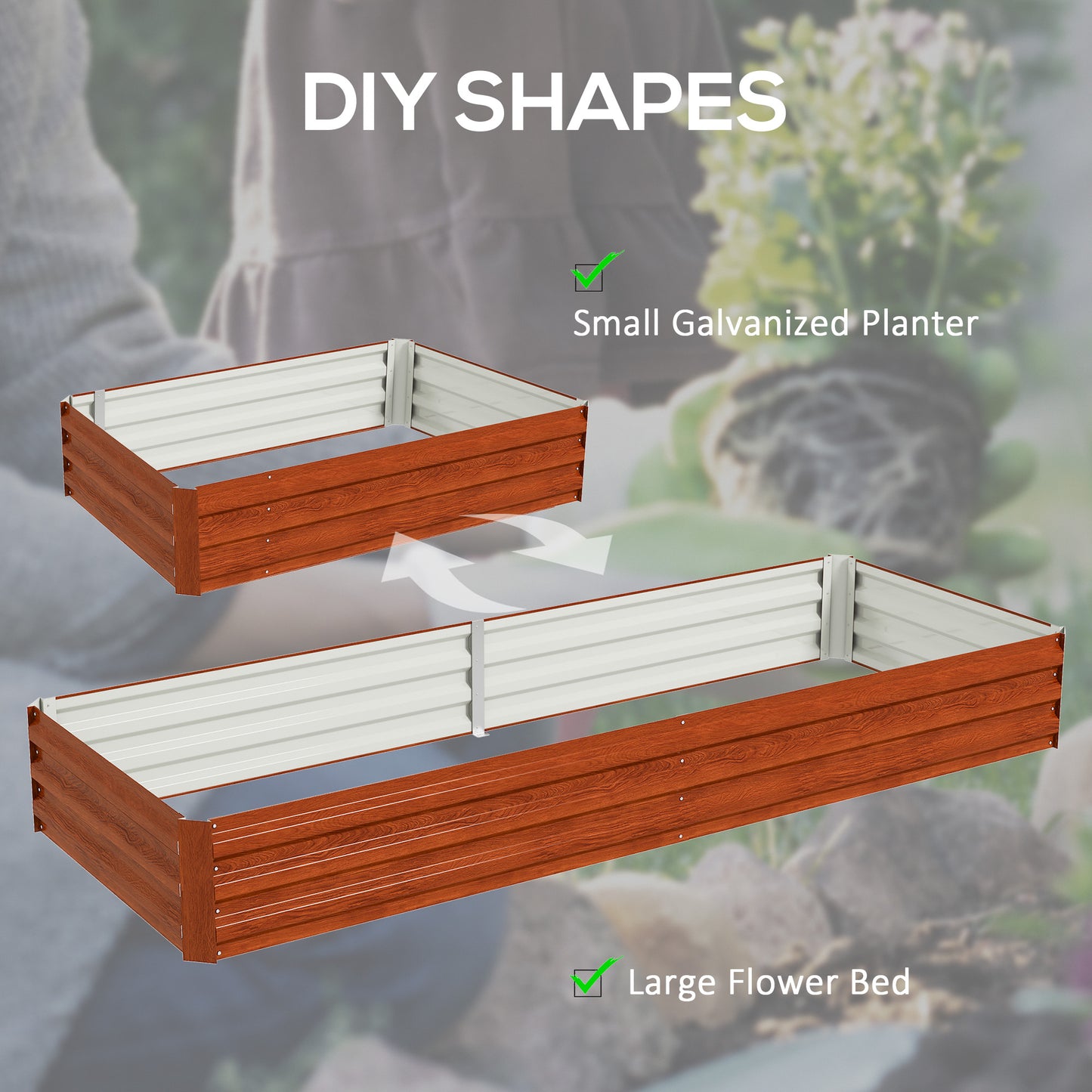 Galvanized Steel Raised Garden Bed 95x36x12 Inches for Flowers & Herbs
