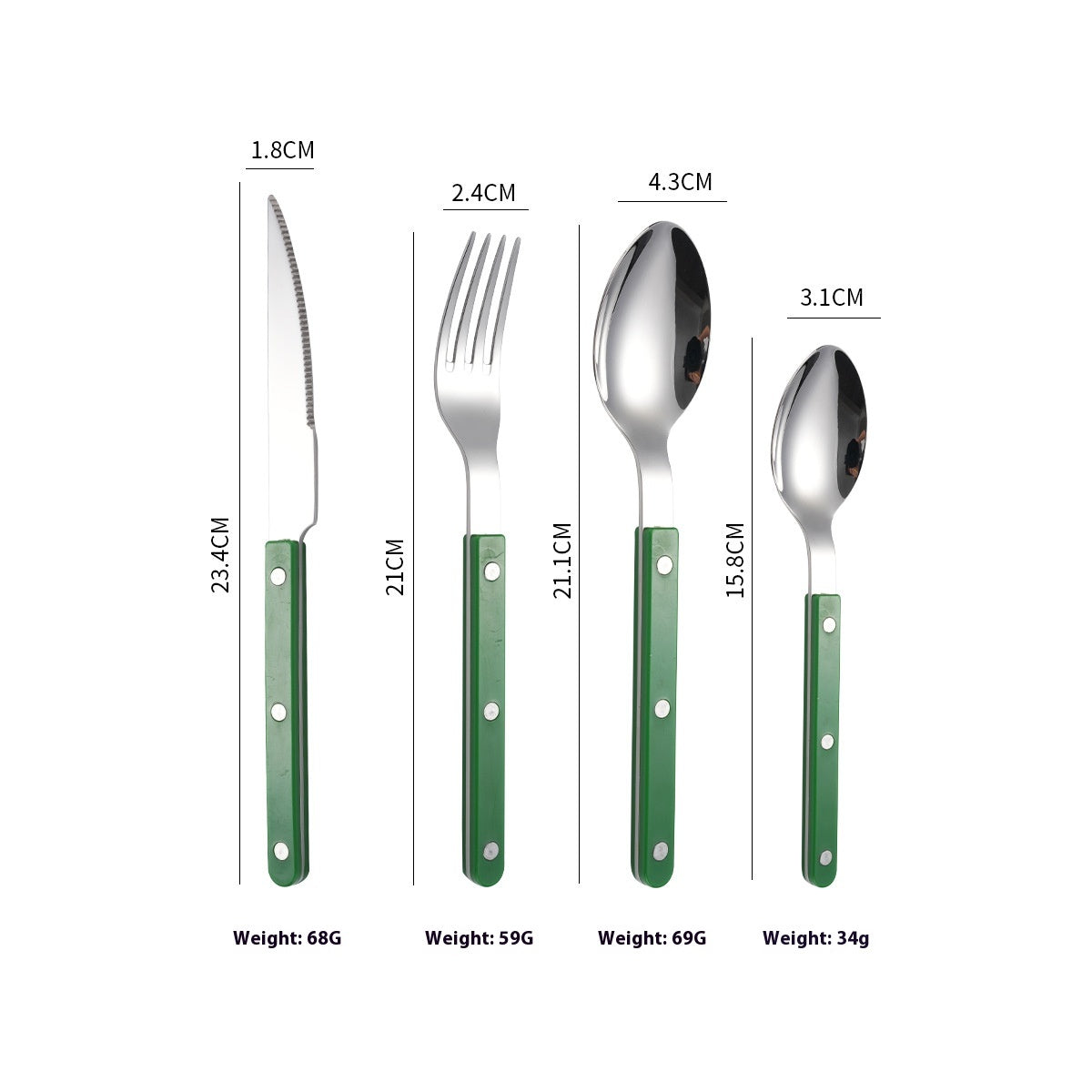 Stainless Steel Cutlery Set 4 Pieces Fork Knife Spoon Flatware Dinnerware