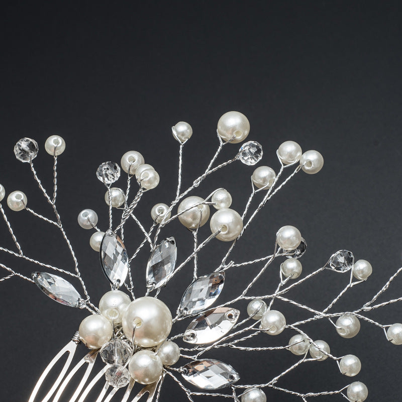Bridal Pearl Hair Comb Wedding Hair Accessory with Silver or Gold Iron Wire