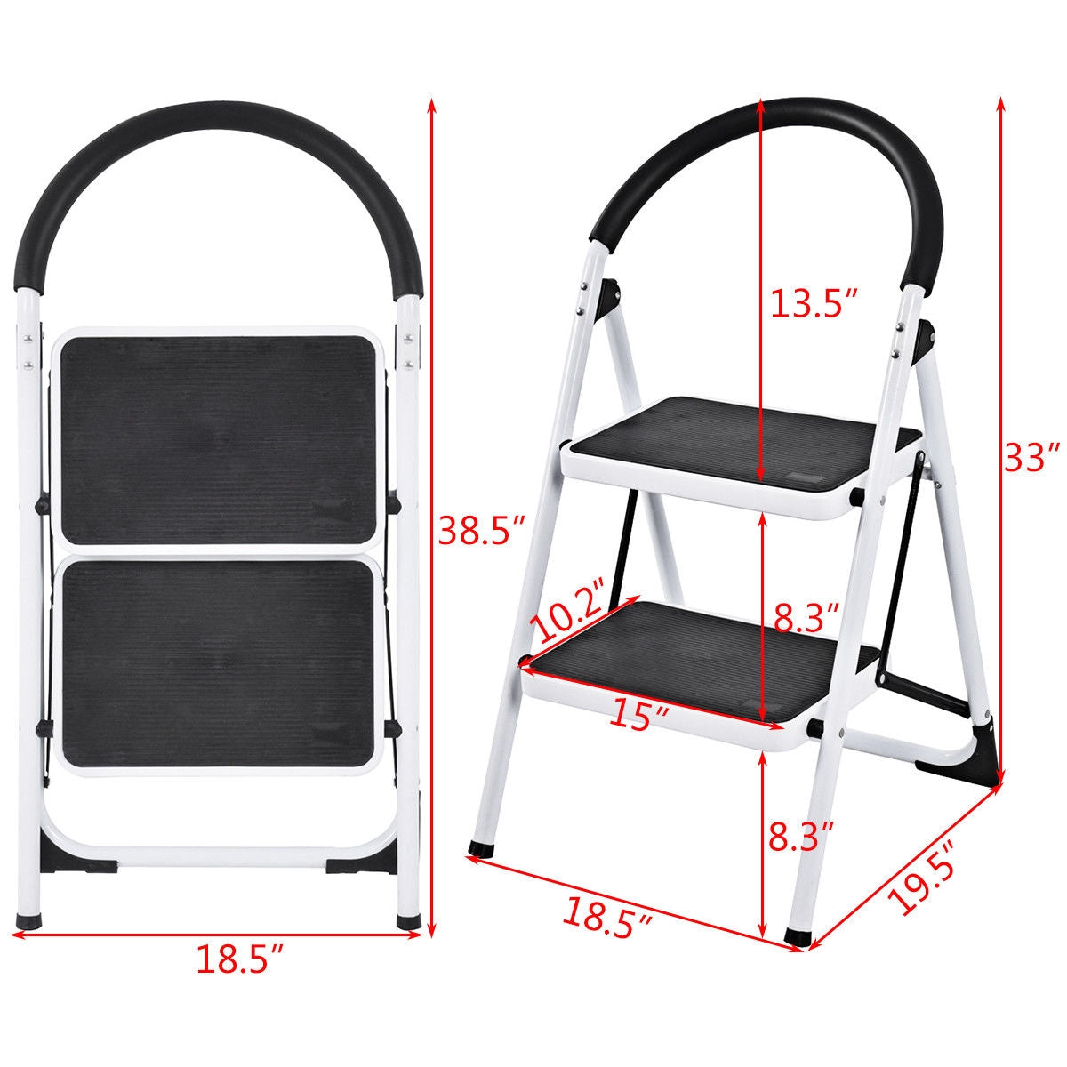 Folding Step Stool with Iron Frame and Anti-Slip Pedals - 2.75 Feet