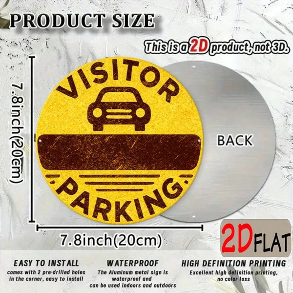 Visitor Parking Sign - 7.87 Inch Round Aluminum Outdoor Sign