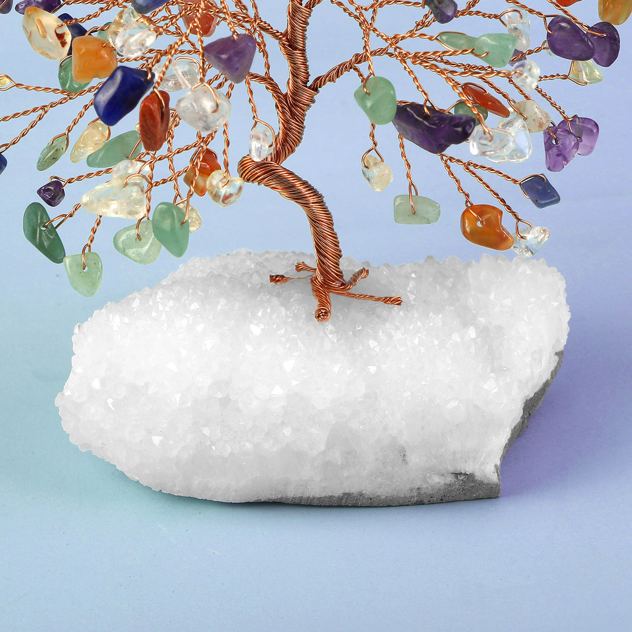 Crystal Tree Ornament with Gravel Base - Small Decorative Winding Tree for Home & Garden