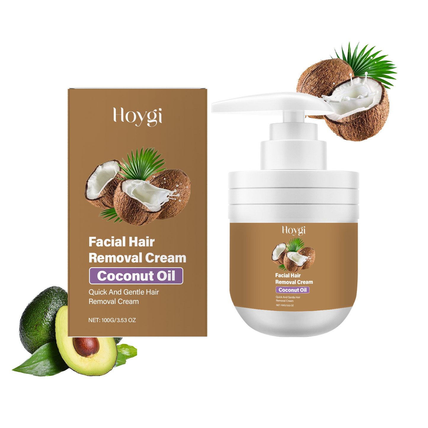Gentle Coconut Facial Hair Removal Cream for Men and Women