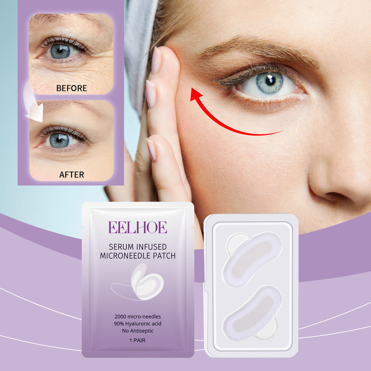 Microneedle Eye Mask Stickers for Skin Tightening & Fine Line Reduction - 1 Pair
