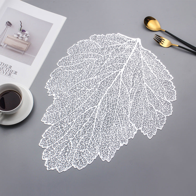 European & American Style Placemat Set with Hollow Leaf Design, Insulation & Non-Slip PVC