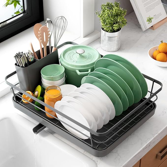 Double-Layer Kitchen Storage Rack for Tableware - Modern Plastic & Iron