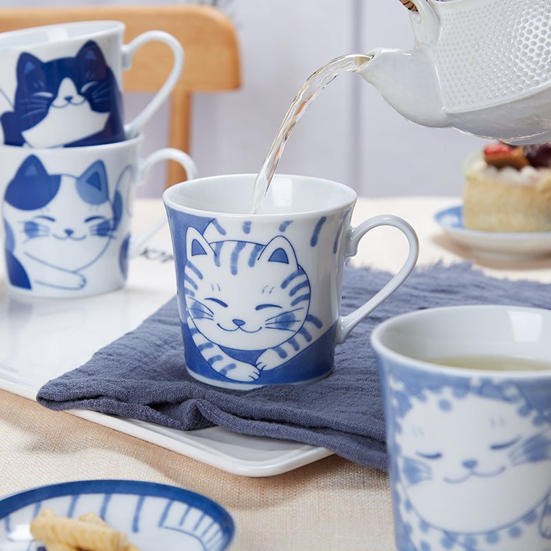 Cute Ceramic Cat Mug - 300mL Household Drinkware in Multiple Colors