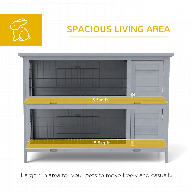 Large 2-Story Rabbit Hutch Pet House with Lockable Doors and Removable Trays