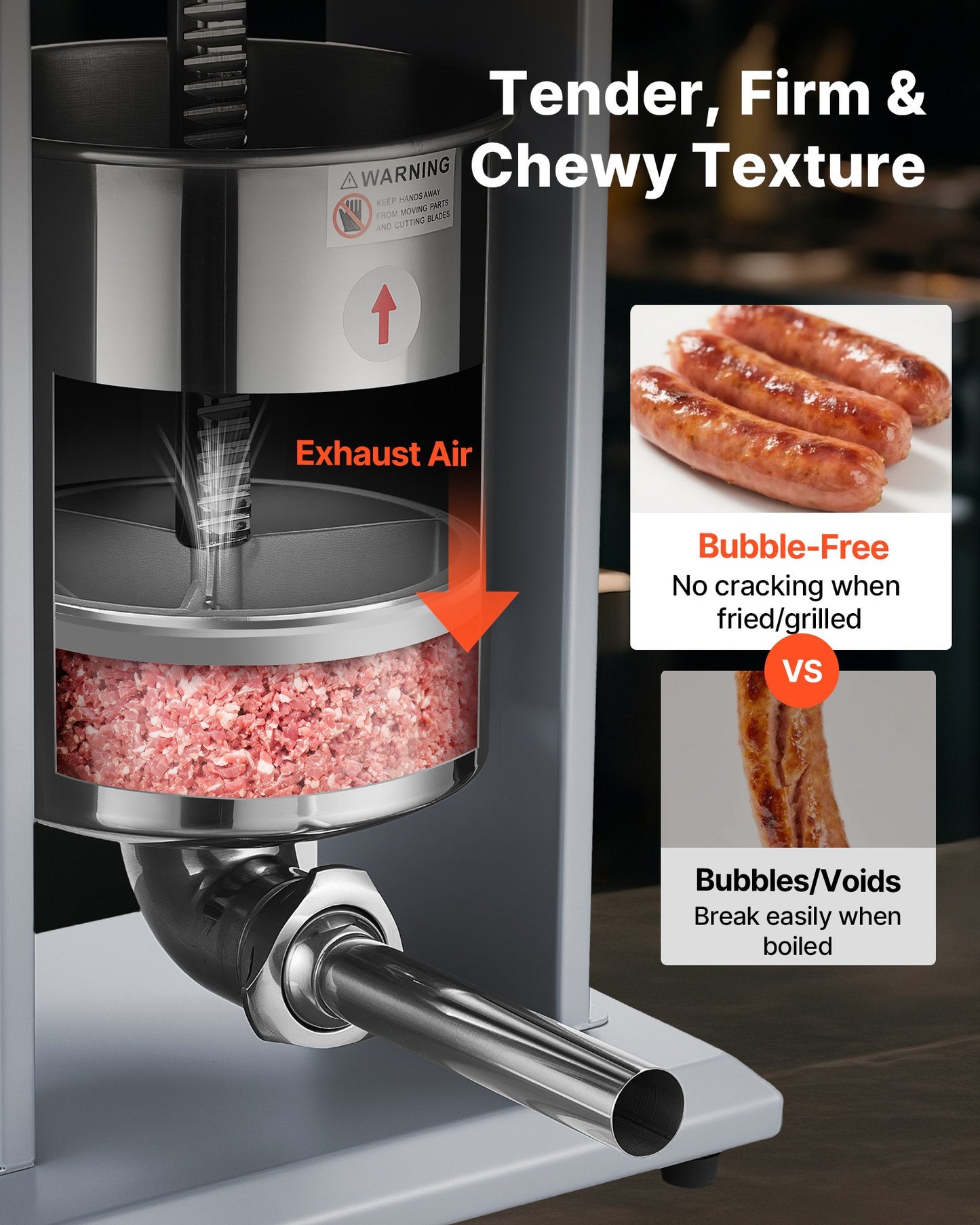 Electric Sausage Stuffer 22 Lbs Vertical Meat Filler with Stepless Speed Control - Stainless Steel, 4 Tubes, Foot Pedal, Commercial & Home Use - Black