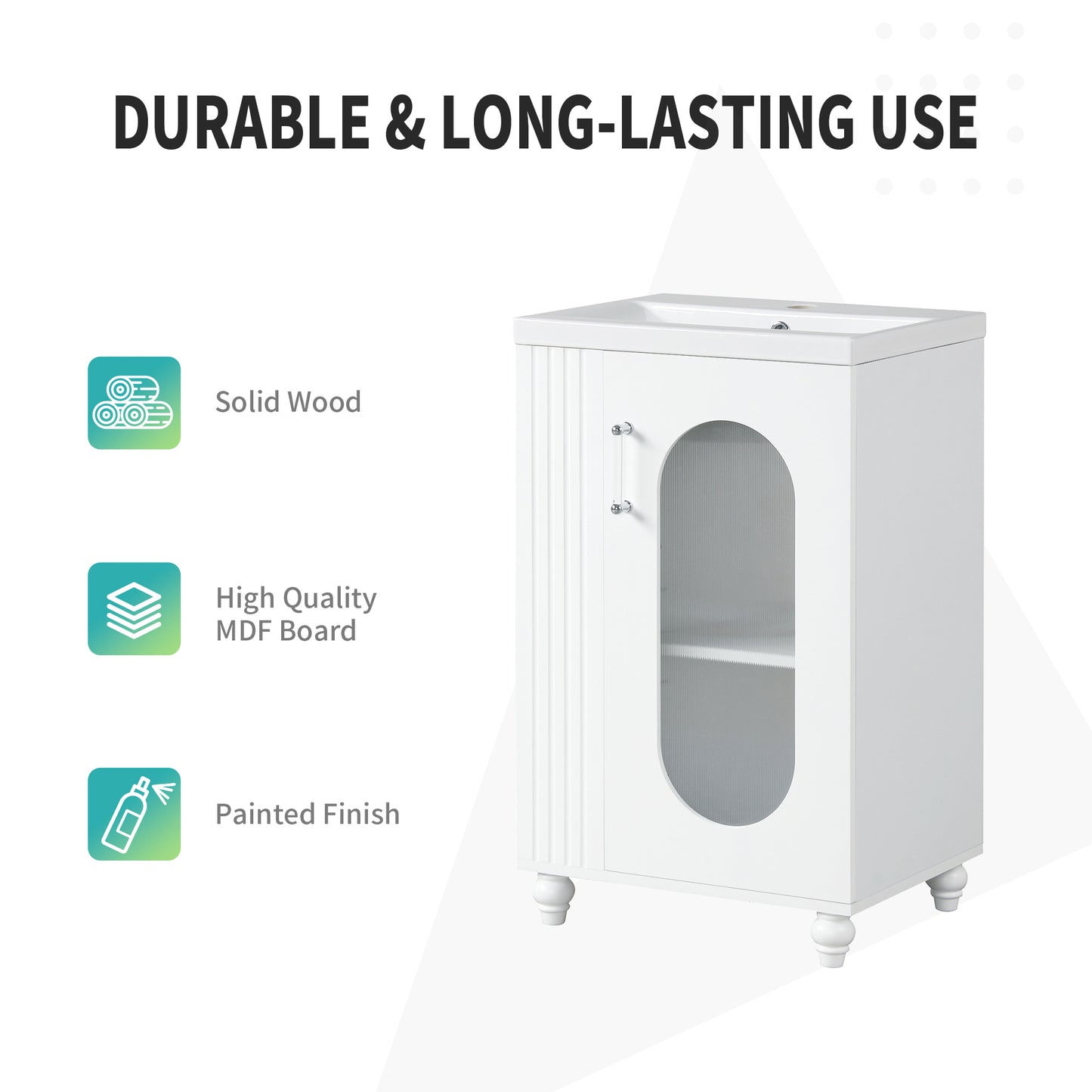 20" Bathroom Vanity with Sink and Adjustable Shelf - White