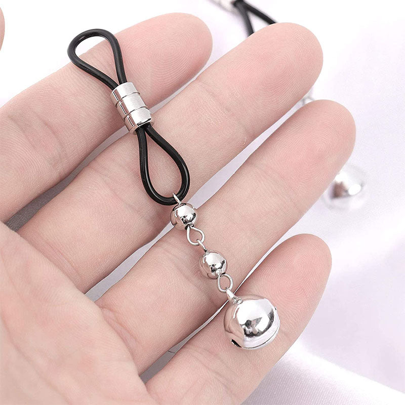Silicone Nipple Rings for Adults, Black & Silver White, 1 Pair