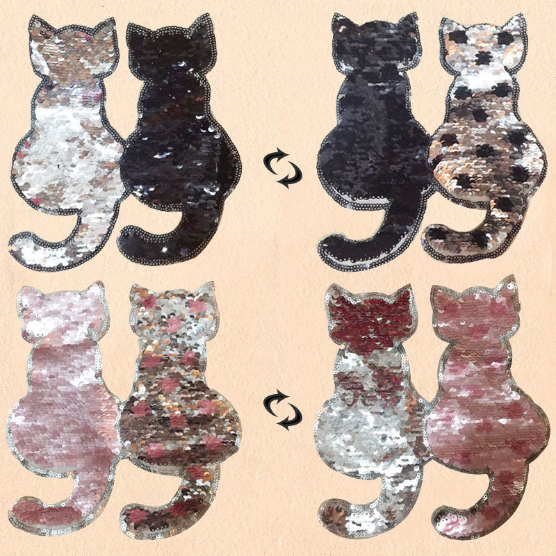 Reversible Sequined Animal Cloth Patch Embroidery Lace Accessories - Multi Color