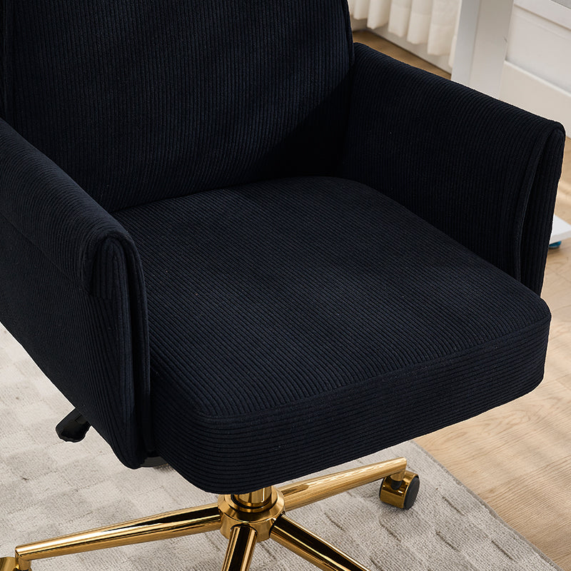 Mid-Back Ergonomic Office Chair - Striped Fabric, Black