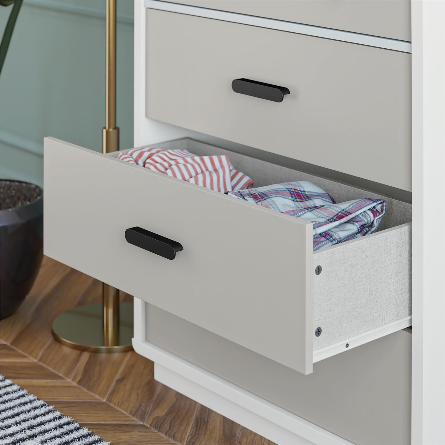 5-Drawer Dresser in White & Gray - Modern Storage Solution