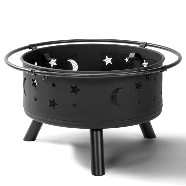30-Inch Black Metal Fire Pit for Garden and Outdoor Use