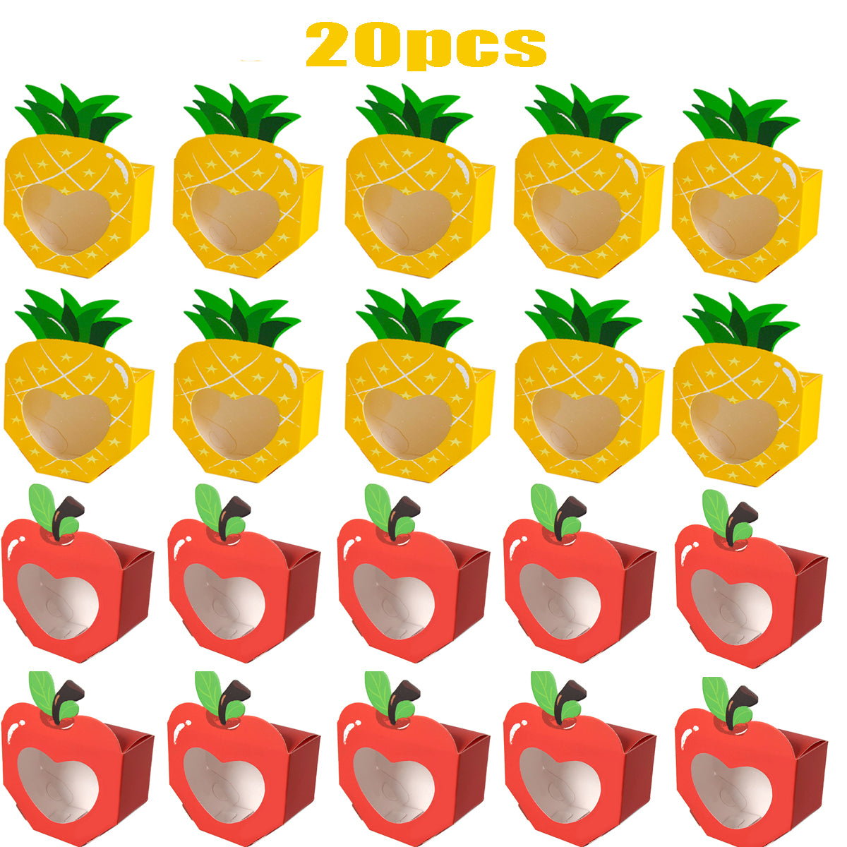 20 Pcs Cute Fruit Shaped Candy Gift Boxes - Yellow & Red