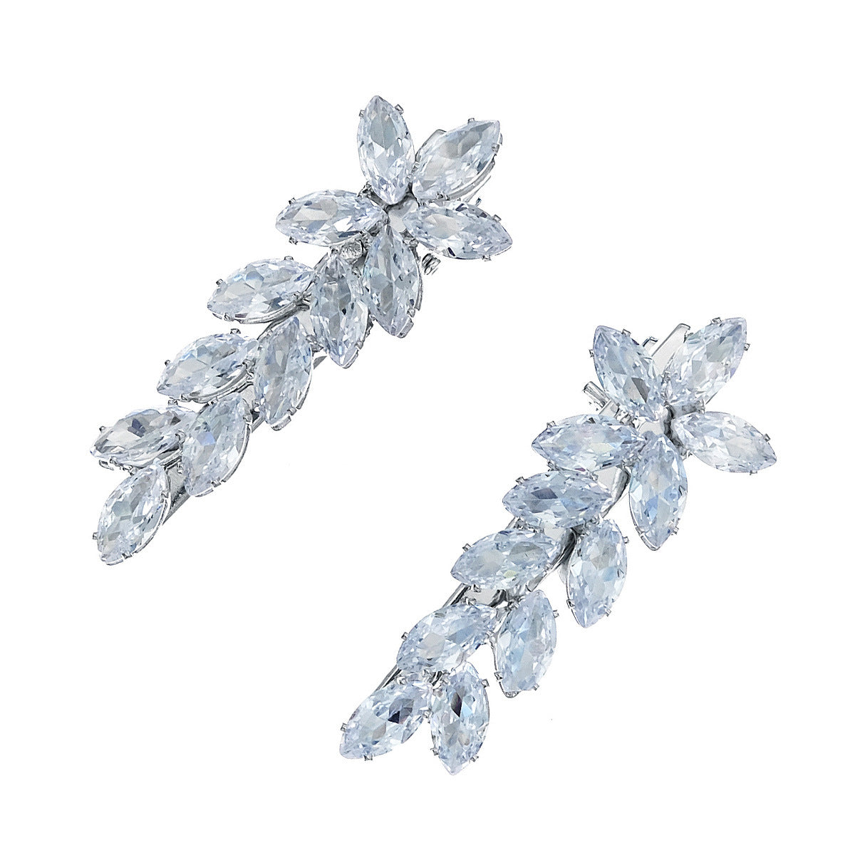 Crystal Wheat Barrettes with Zircon - Duckbill Clip Hair Pins (2-Pack)