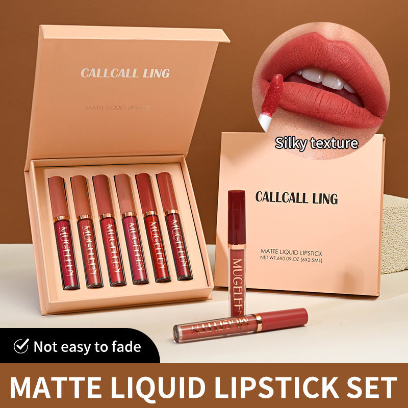 6-Piece Velvet Matte Liquid Lipstick Set - Long-Lasting Waterproof Lip Color