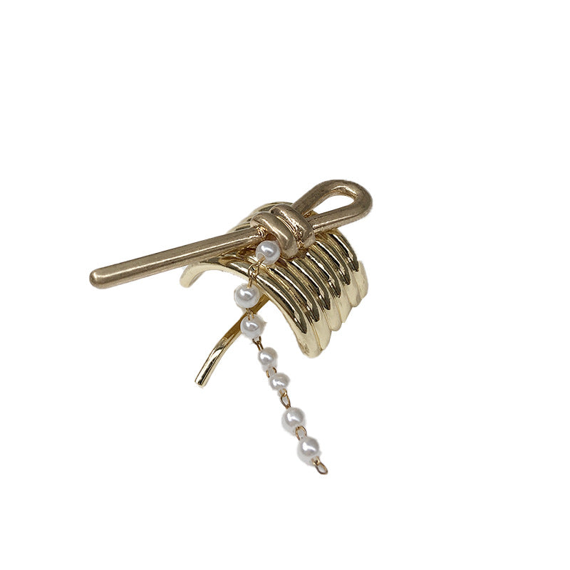 Metal Pearl Chain Hair Hook Ponytail Holder