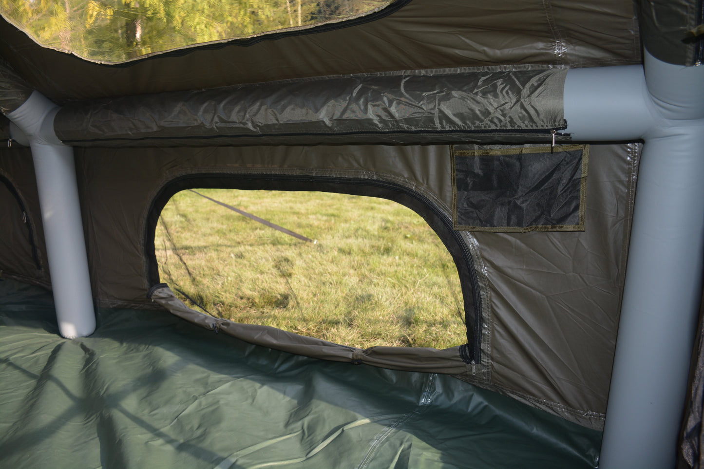 Inflatable Camping Tent - 9.8x13ft for 7-8 People, Waterproof, Easy Setup - Army Green