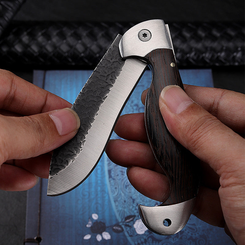 Self-Defense Folding Knife with Stainless Steel Blade and Nylon Sheath - Portable Survival Tool
