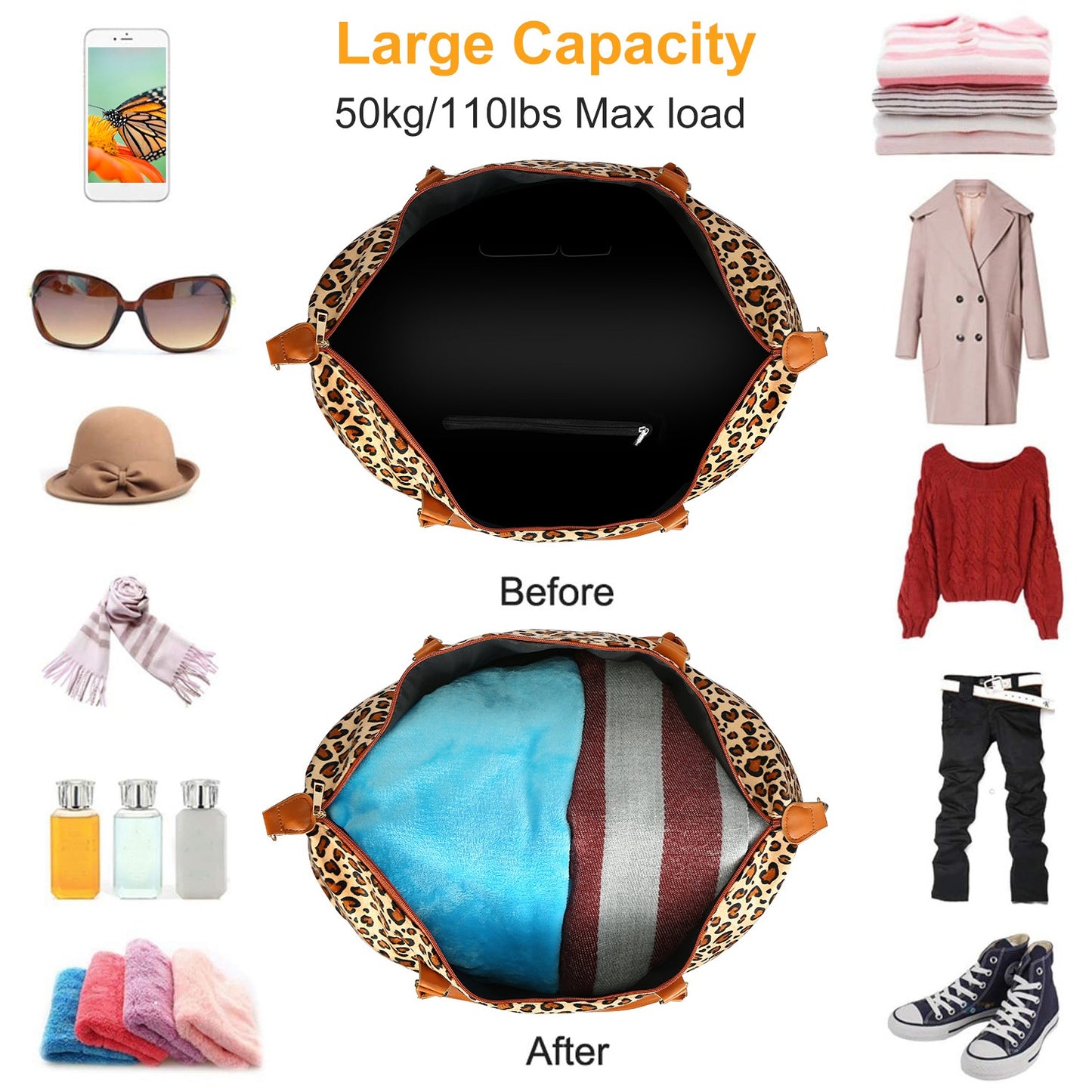 1Pc Women Duffle Bag Travel Luggage Bags Weekend Overnight Tote