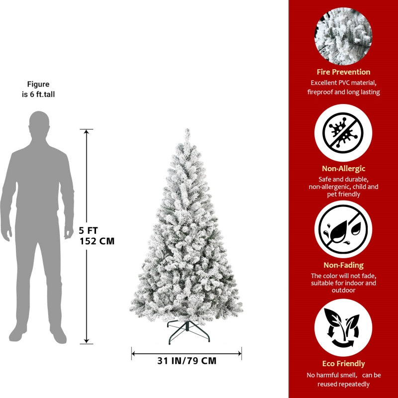 4ft Snow Flocked Artificial Christmas Tree with Foldable Base