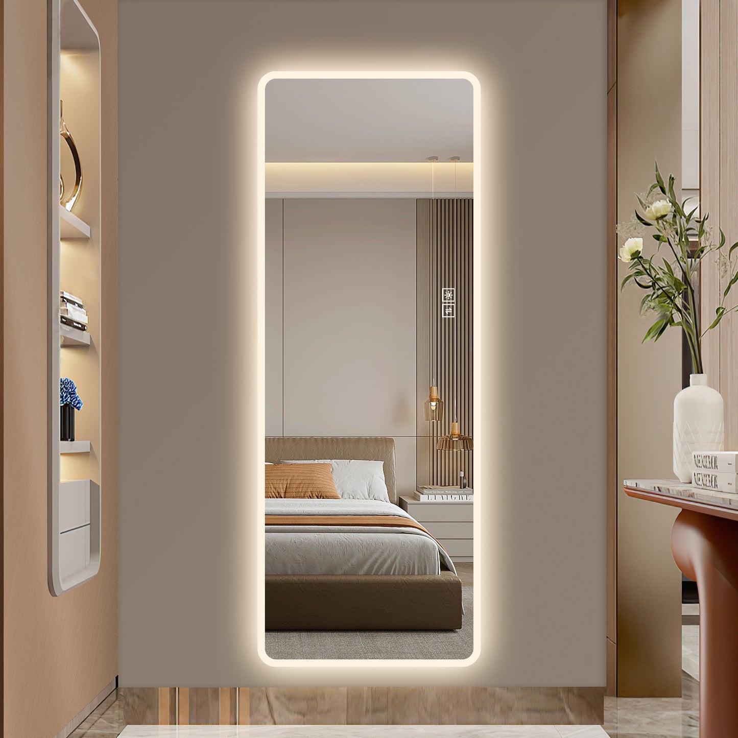 LED Full Length Mirror with Lights - 63" x 24" Dimmable, Anti-Fog, Shatter-Proof