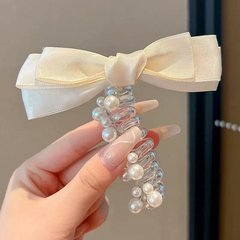 Bow-Knot Pearl Bubble Braid Hair Tie for Women