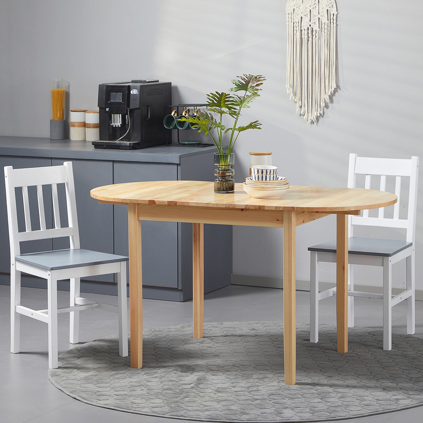 55" Drop Leaf Kitchen Table - Natural Pinewood Design