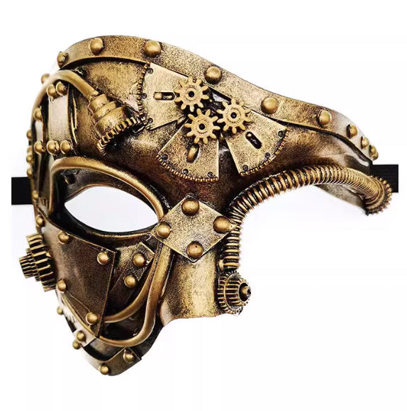 Steampunk Masquerade Half Face Mask - Multiple Colors