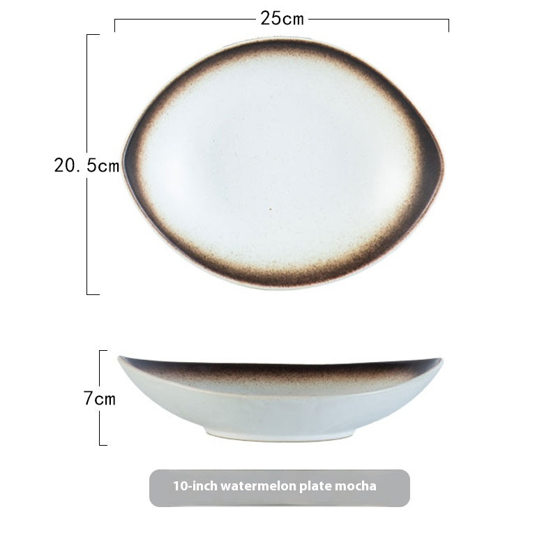 Oval Ceramic Salad Plate - Irregular Shape, 9 & 10 Inch Options, Multiple Colors