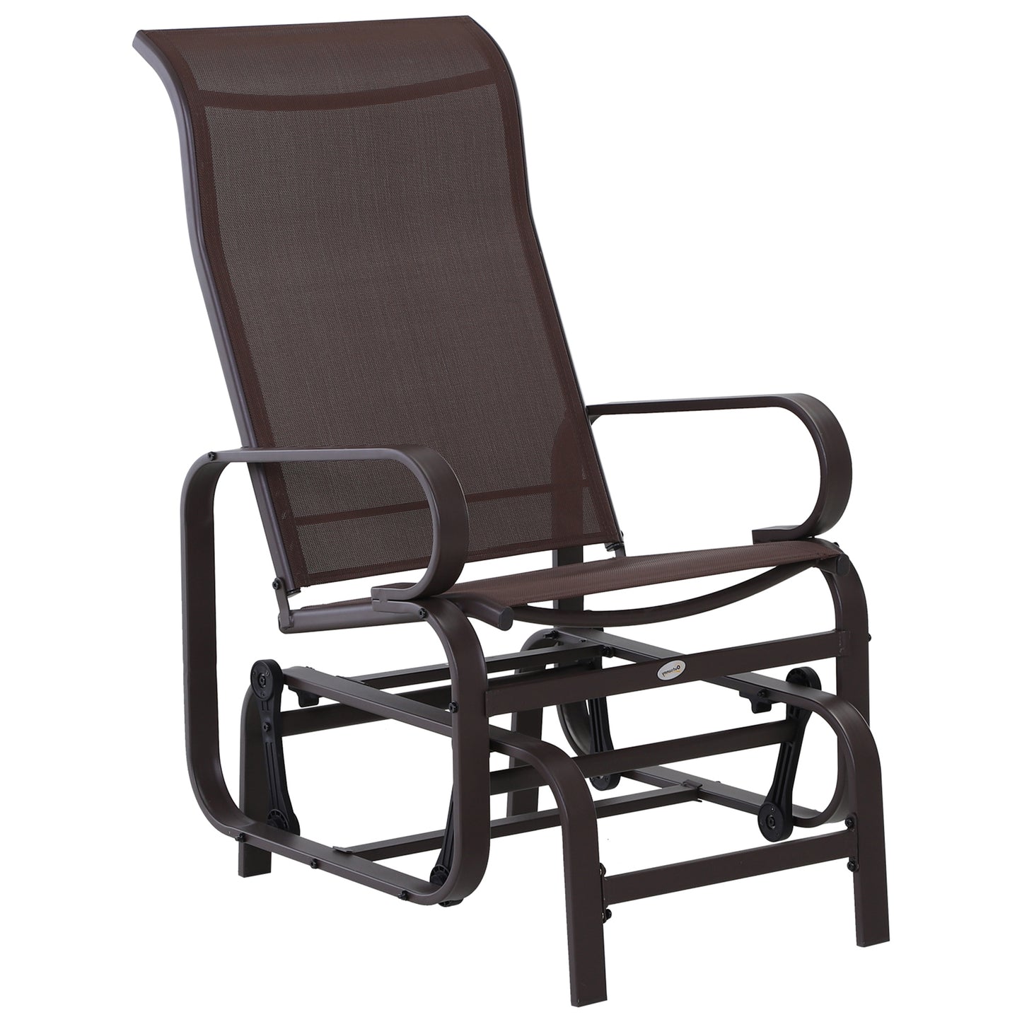 Ergonomic 1-Person Outdoor Glider Swing - Brown, Metal & Mesh