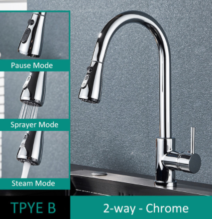 304 Stainless Steel Kitchen Pull-Out Faucet with Multiple Finish Options