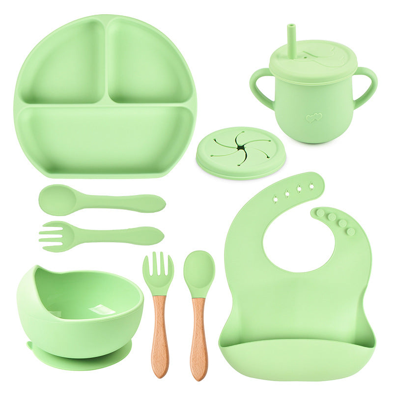 Silicone Solid Color Baby Tableware Set - Child Safe Dinnerware Kit
