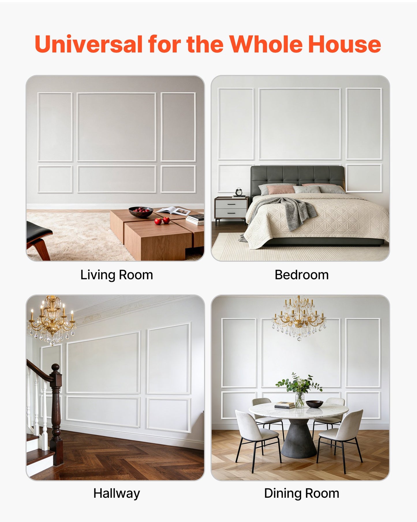 Paintable Wall Molding 3 Pack - Lightweight Wainscoting Panels for Interior Accent Walls