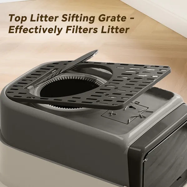 Pull-Out Cat Litter Box with No Scoop Needed, Enclosed Odor Control, Fits Modern Home Decor