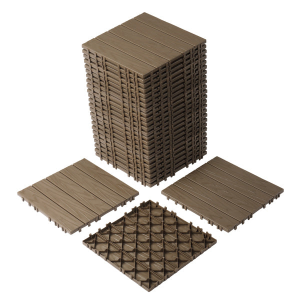 Plastic Interlocking Deck Tiles - 27 Pack, Waterproof Flooring for Patio, Porch & Poolside
