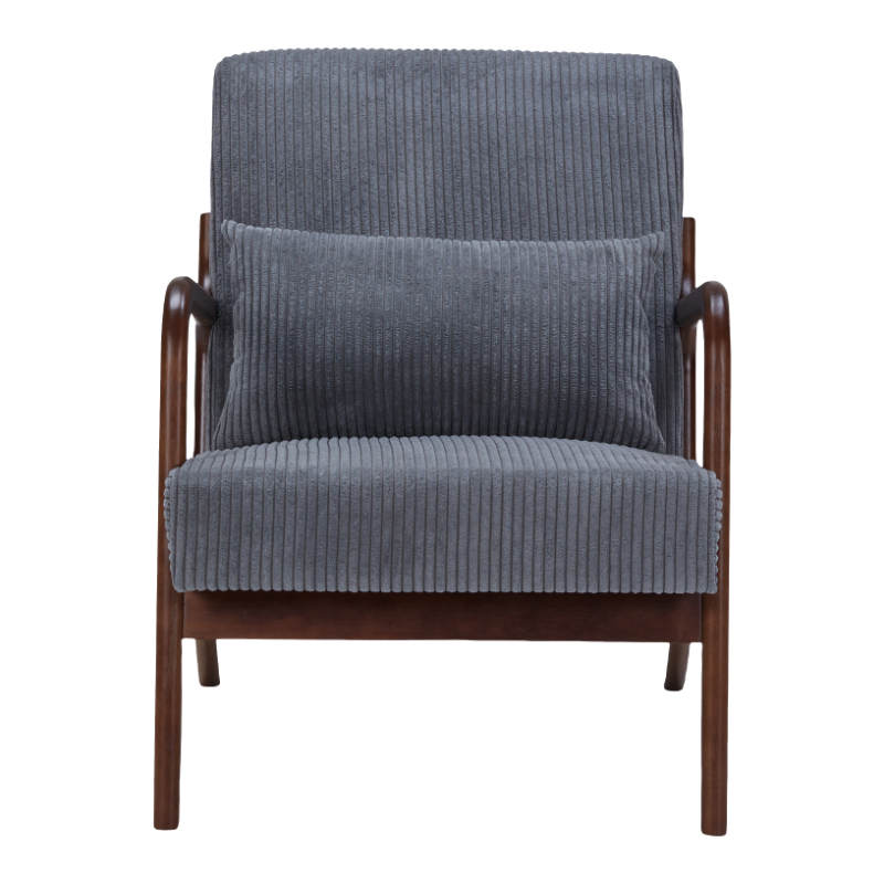 Mid-Century Modern Accent Chair - Antique Dark Grey Upholstered Armchair