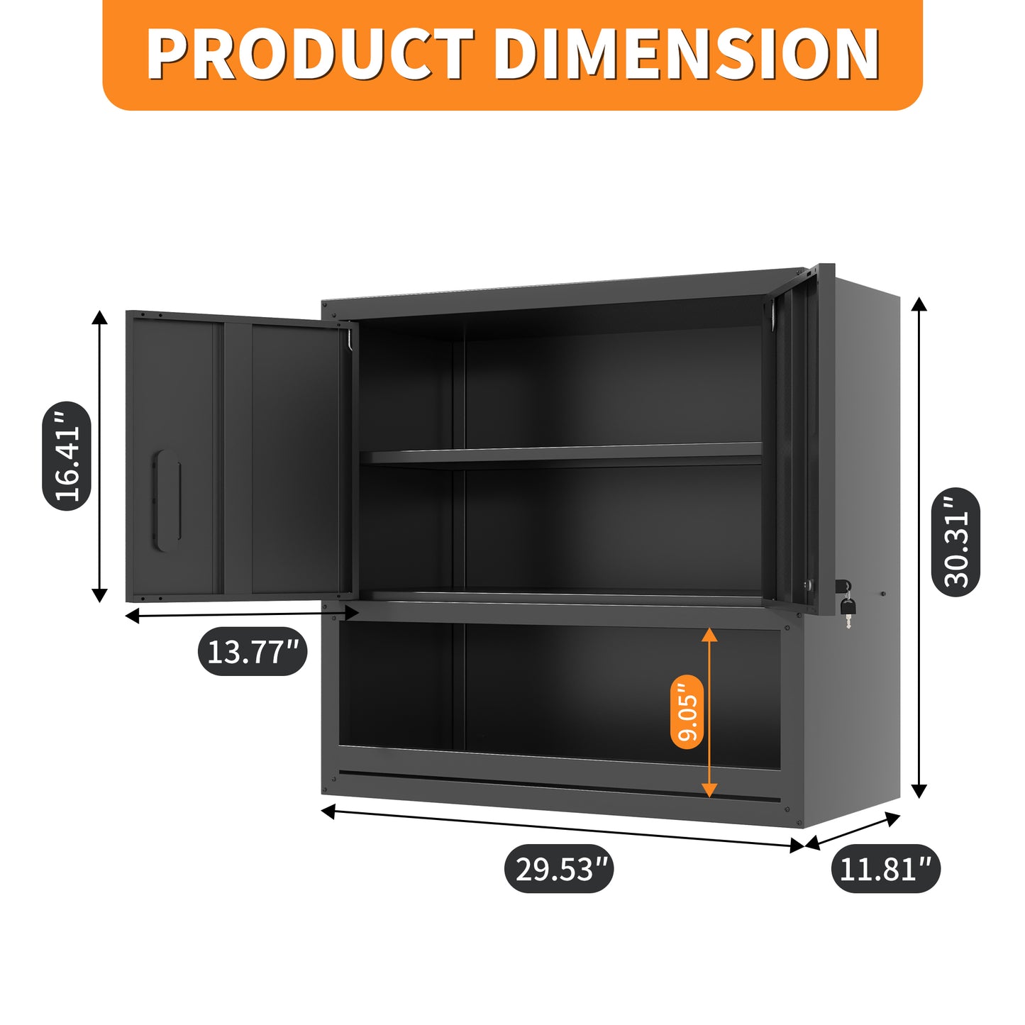 Metal Wall-Mounted Tool Storage Cabinet With Locking Door And 1 Shelf