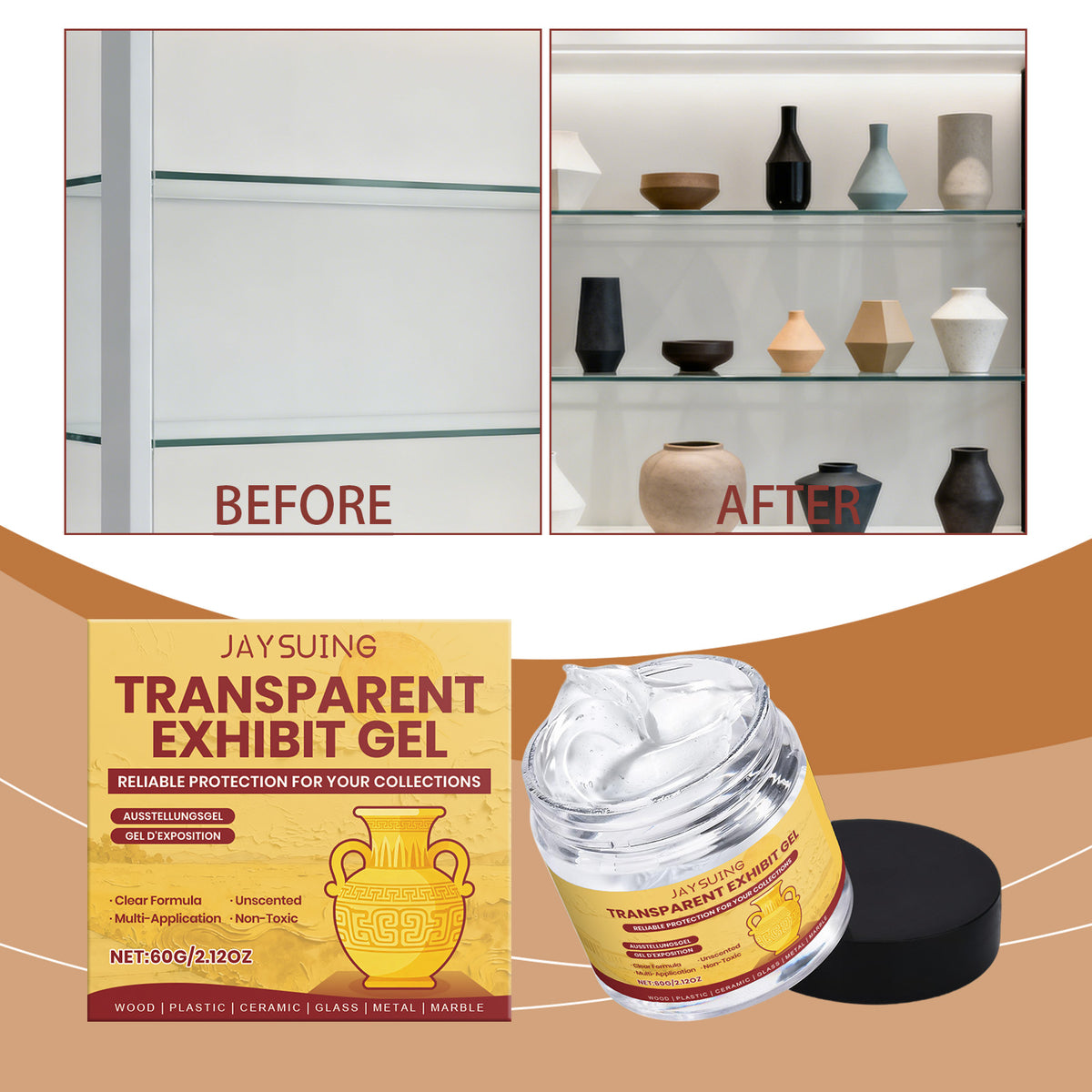 Transparent Display Gel 60g for Exhibition and Surface Protection
