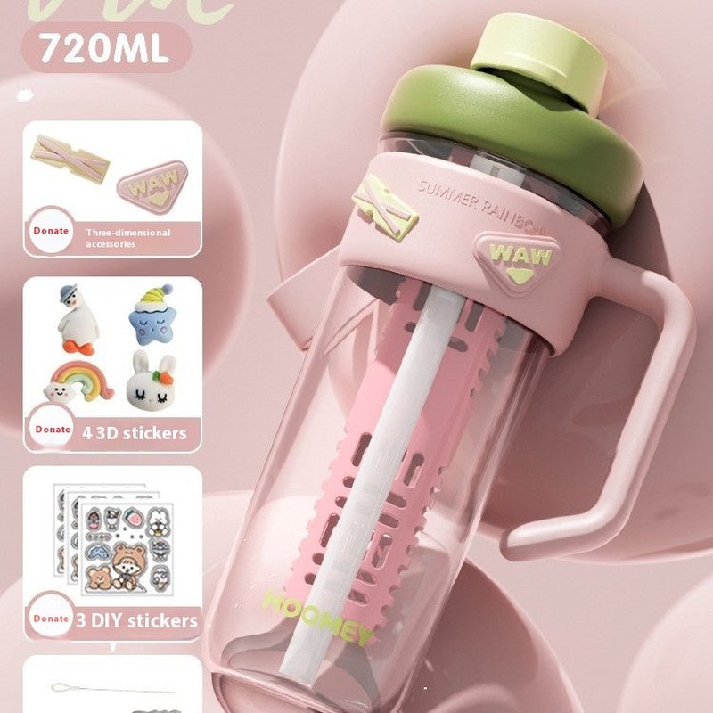 High Temp Resistant Portable Tea Brewing Straw Cup 720ml - Summer Drinkware