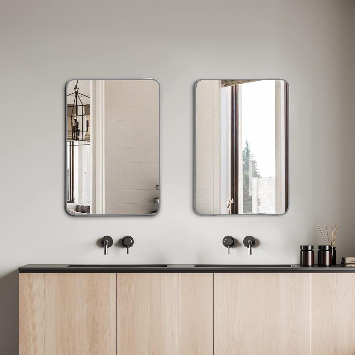 24x32 Inch Silver Metal Framed Rectangular Wall Mirror