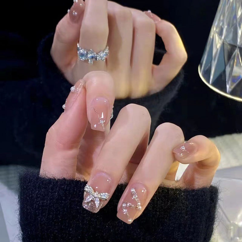 Handmade Ribbon Bow Nail Stickers - French Manicure Art
