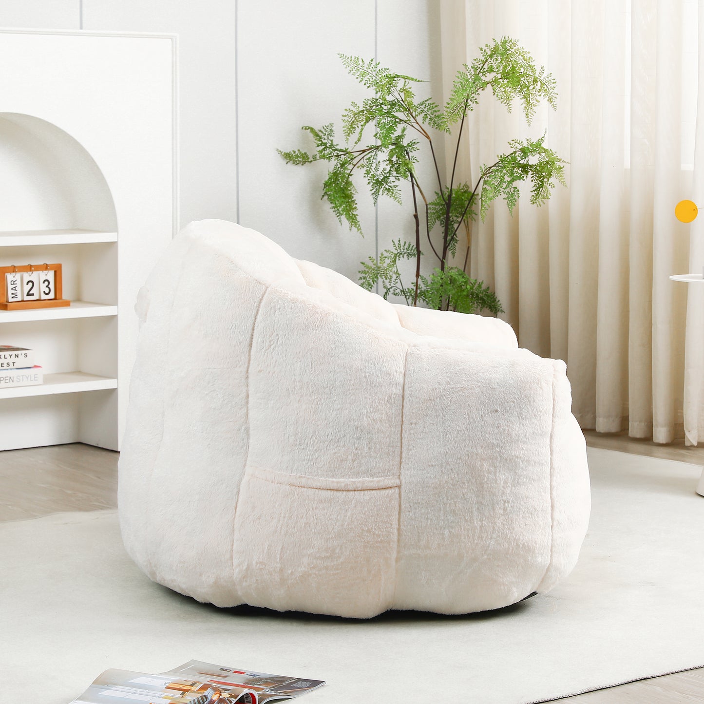 Bean Bag Chair, Sofa Chair With Armrests Stuffed High-Density Foam,