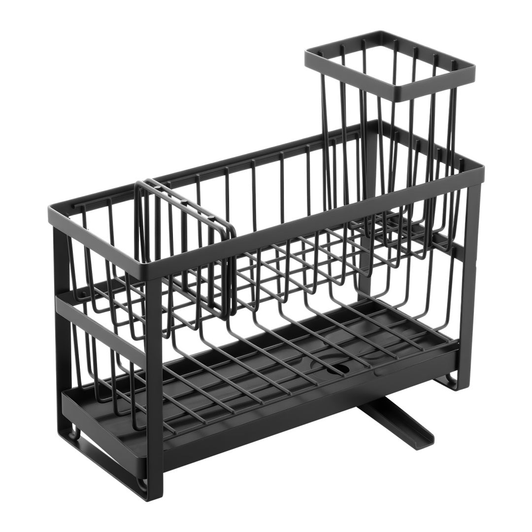 Kitchen Sink Caddy Organizer - Double-Layer Sponge Holder, Black