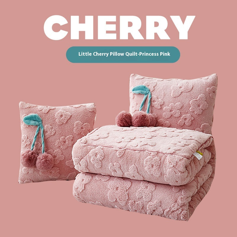 Kids Plush Nap Pillow and Blanket Set - Thickened Cozy Bedding