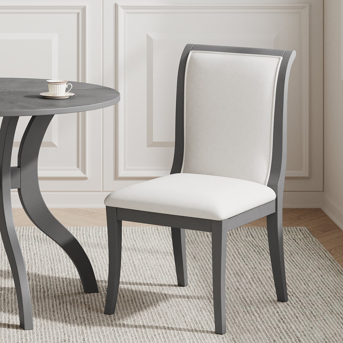 39.4-Inch Round Dining Table Set with 2 Chairs - Oak Gray Finish