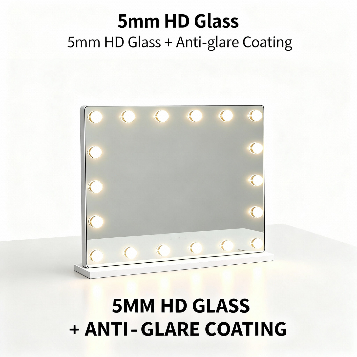 Large LED Vanity Mirror with 15 Dimmable Bulbs & USB Charging Port
