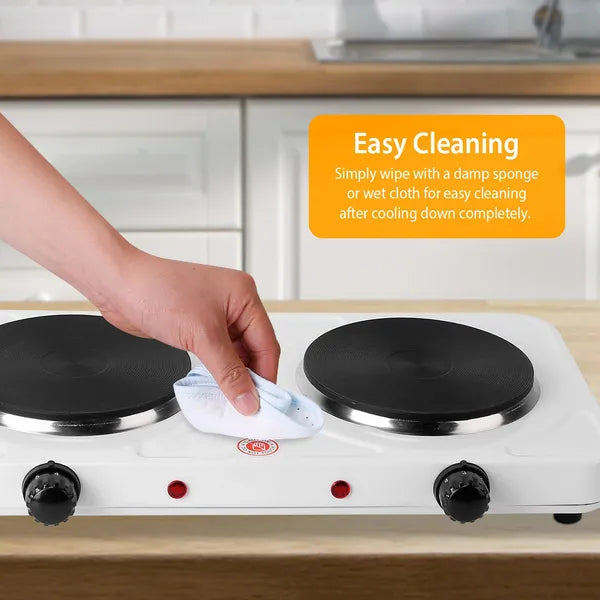 2000W Portable Double Electric Stove with 5 Gear Temperature Control for Kitchen